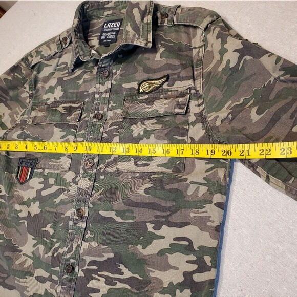 Lazer Camouflage Button Up Military Style Shirt Size S - Picture 6 of 12